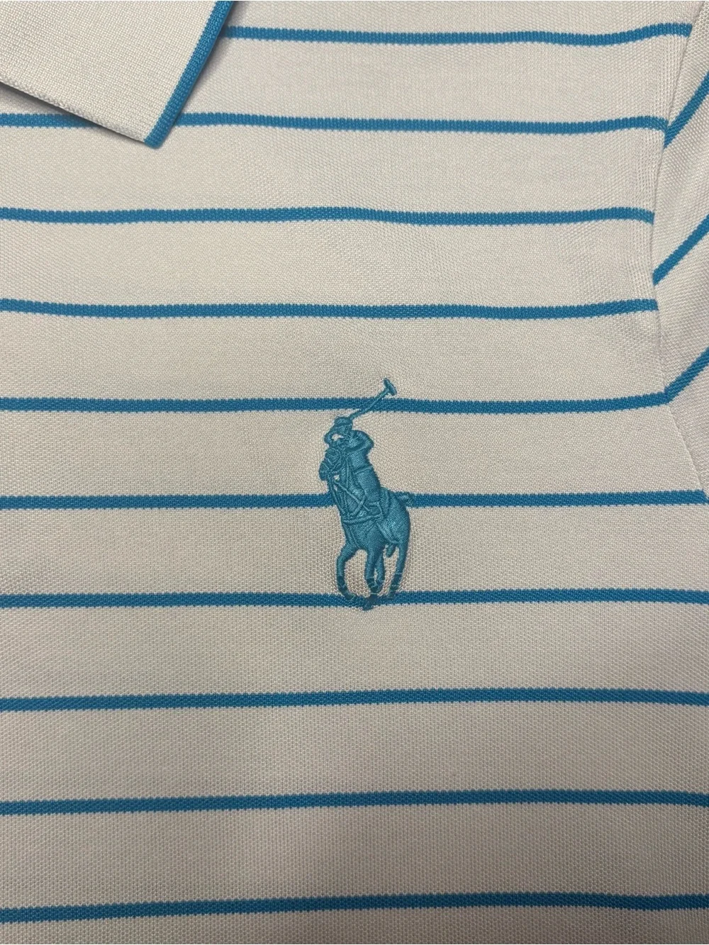 Ralph Lauren Polo Golf White Blue Stripes Men's L Pima Cotton